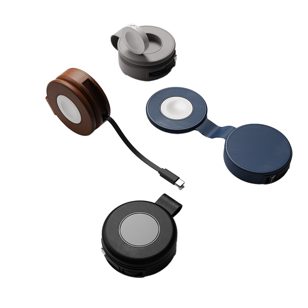 15W wireless charger with retractable cable for smartphone and smartwatch