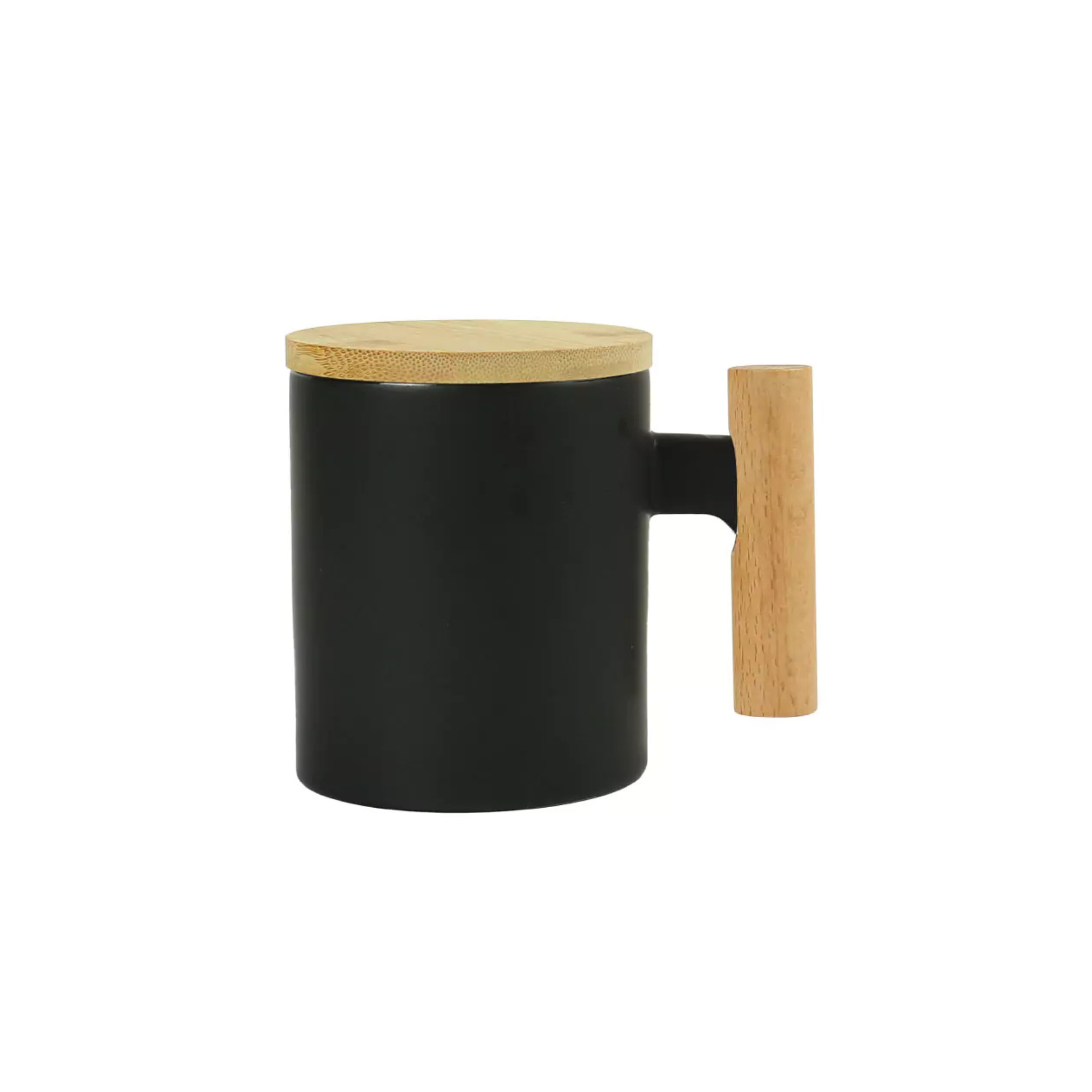 Ceramic Coffee Mugs with Bamboo Handle and Lid 380ml