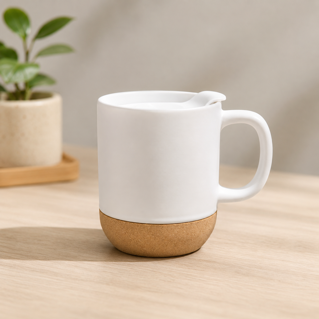 WELLZ Ceramic Mug with Cork and Lid
