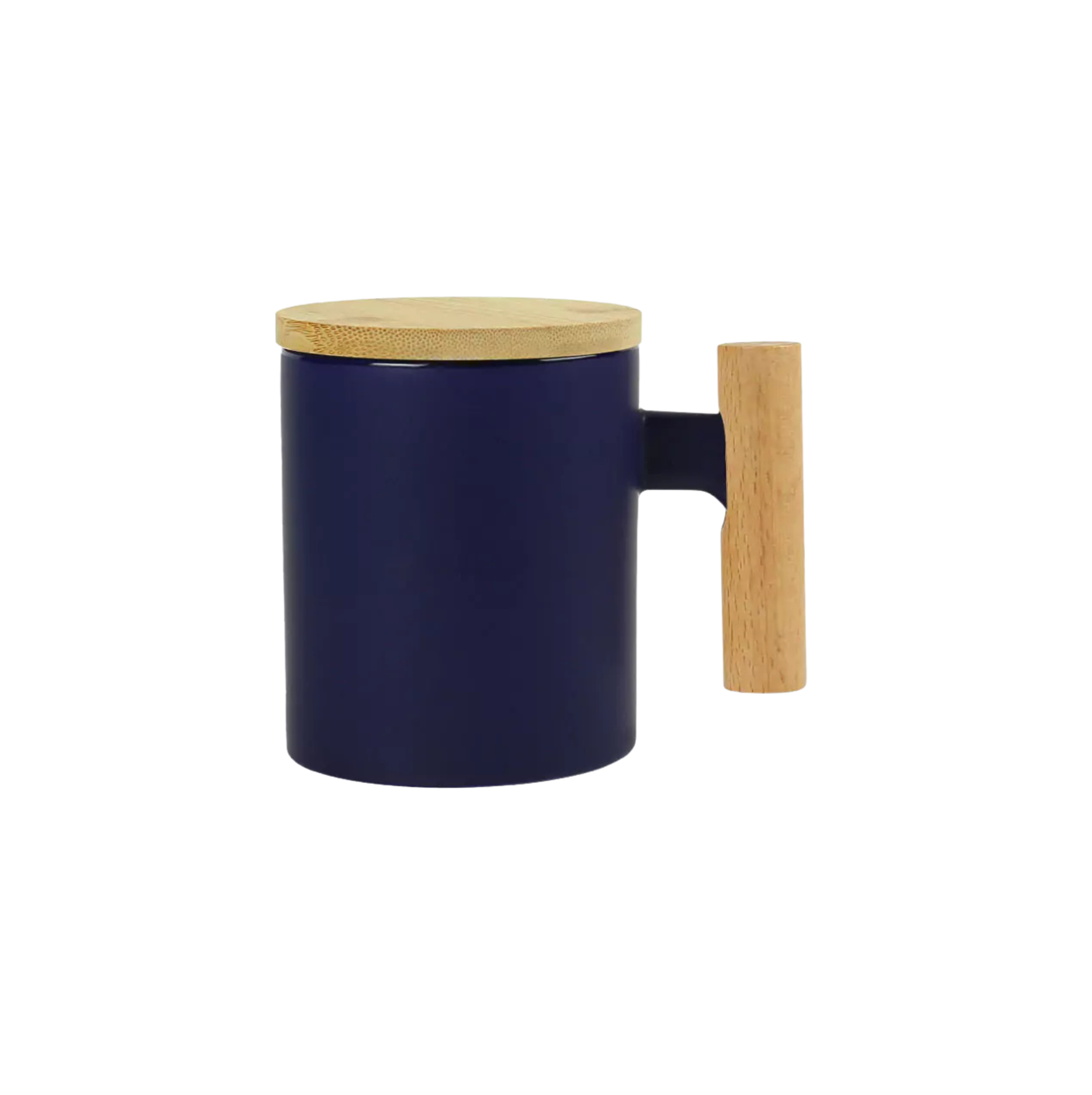 Ceramic Coffee Mugs with Bamboo Handle and Lid 380ml