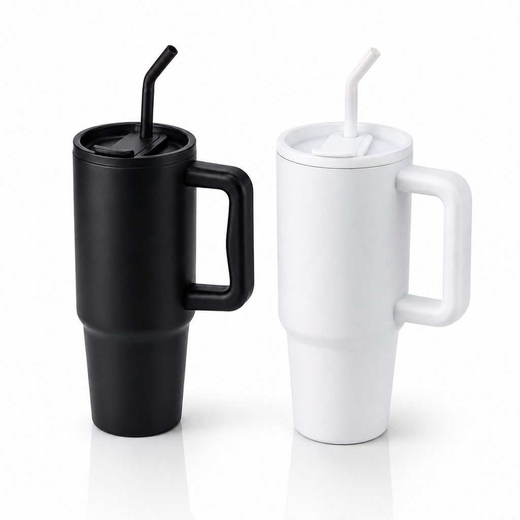 Recycled Stainless Steel Tumbler with Reusable Straw
