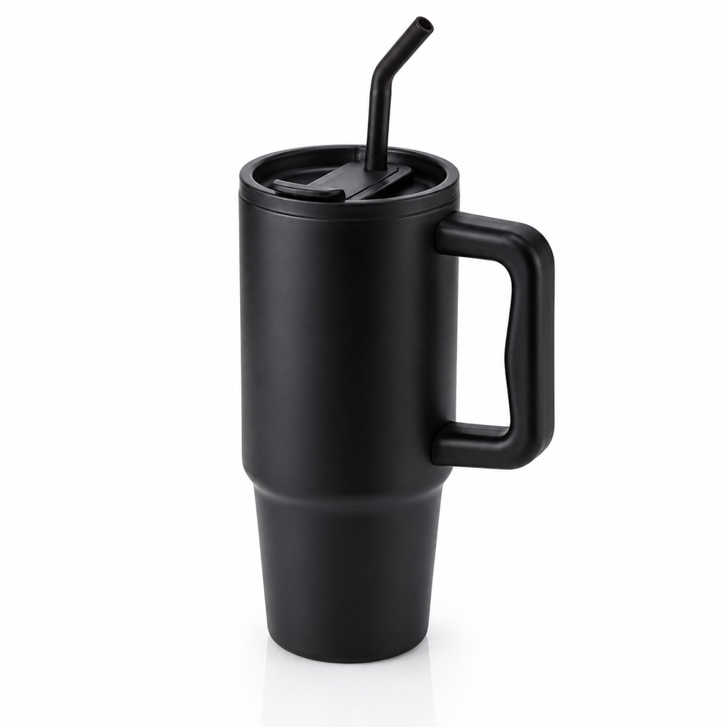 Recycled Stainless Steel Tumbler with Reusable Straw