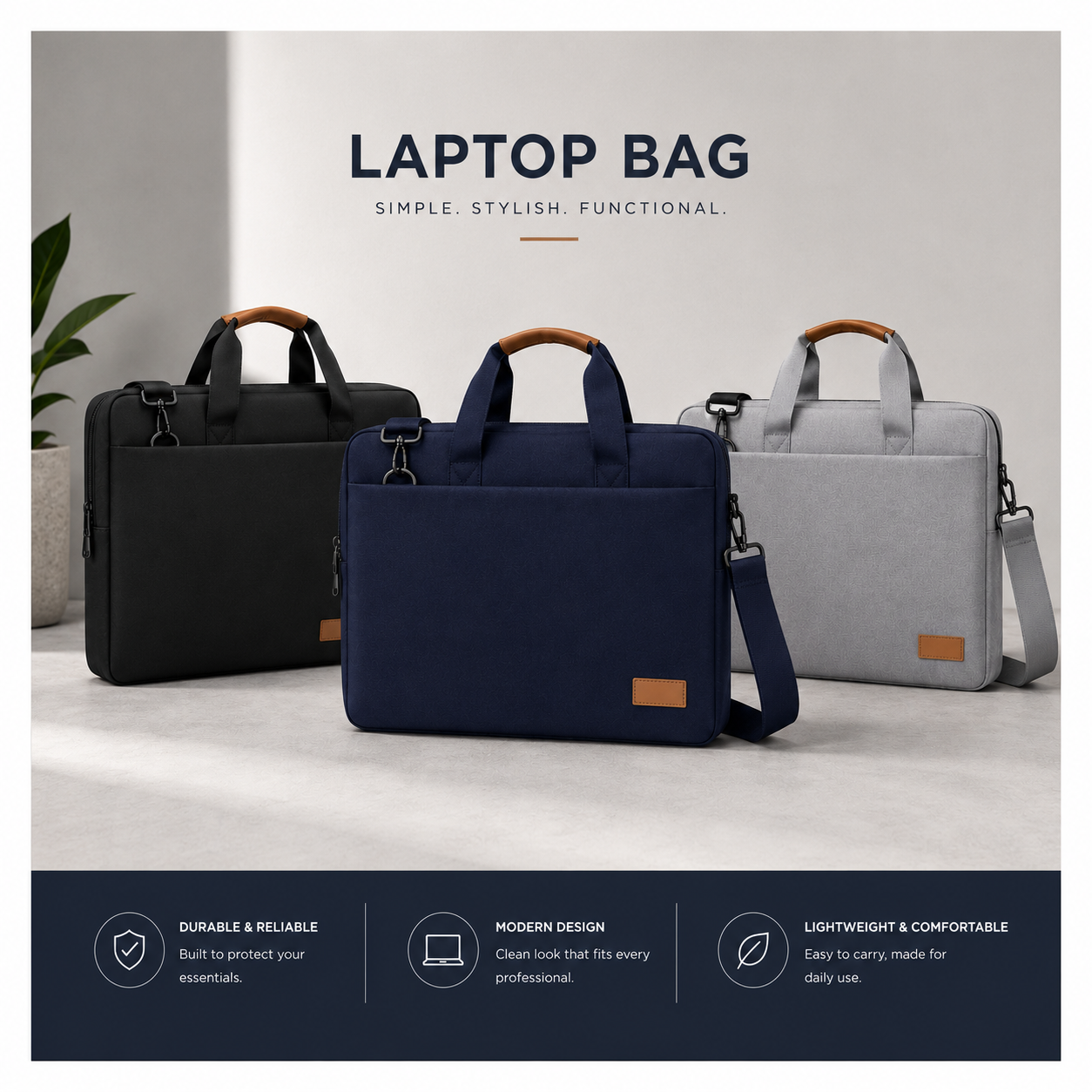 Premium 15.6" Laptop Briefcase by Santhome