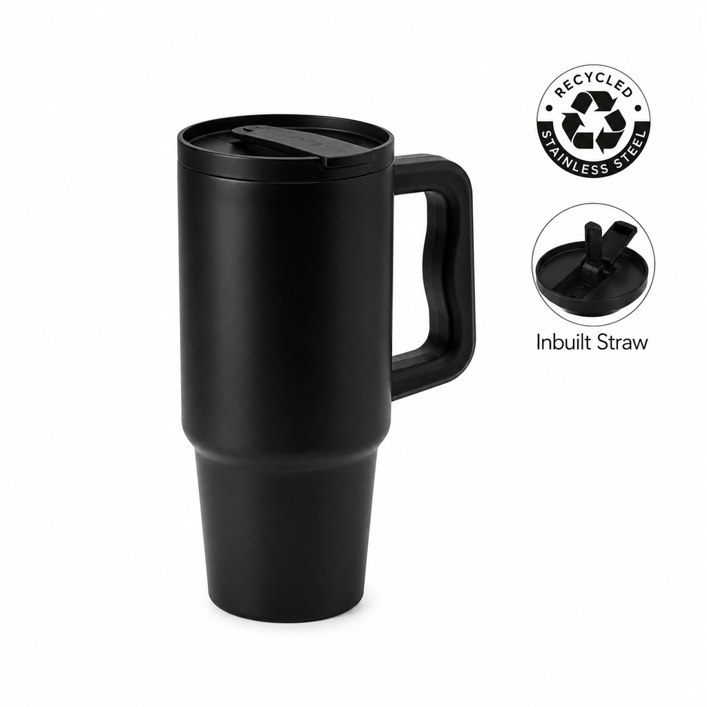 WELLZ Recycled Stainless Steel Tumbler with Straw Lid by Hans Larsen