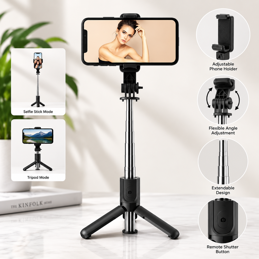 3-in-1 Mobile Tripod with Bluetooth Selfie Stick and Camera Shutter by memorii