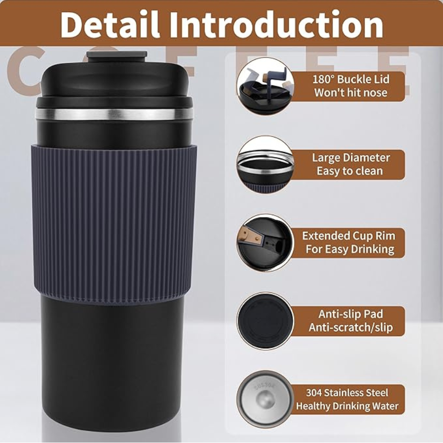Coffee Mug with Silicone Grip 500ml