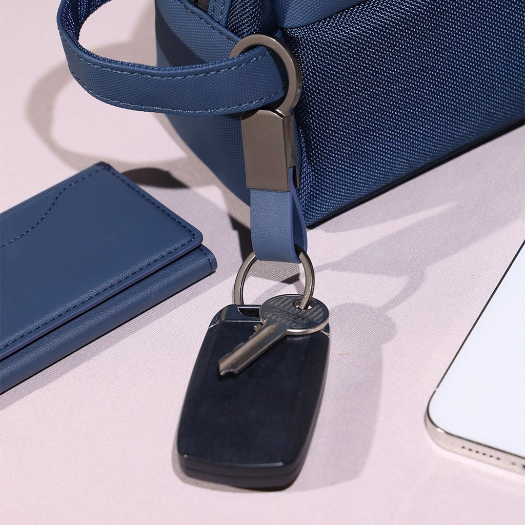 Premium MagSafe PU Leather Card Holder & Metal Keychain Bundle Set