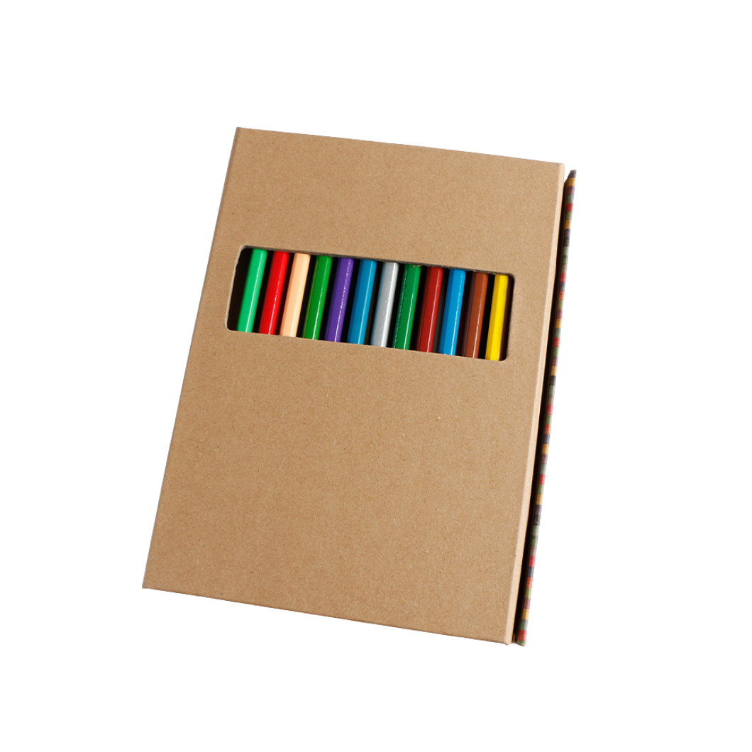 Tri-Fold Kraft Coloring Kit with 24 Pencils