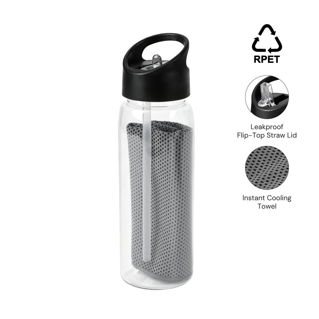 WELLZ RPET Cooling Towel in RPET Bottle 800 ml by Giftology