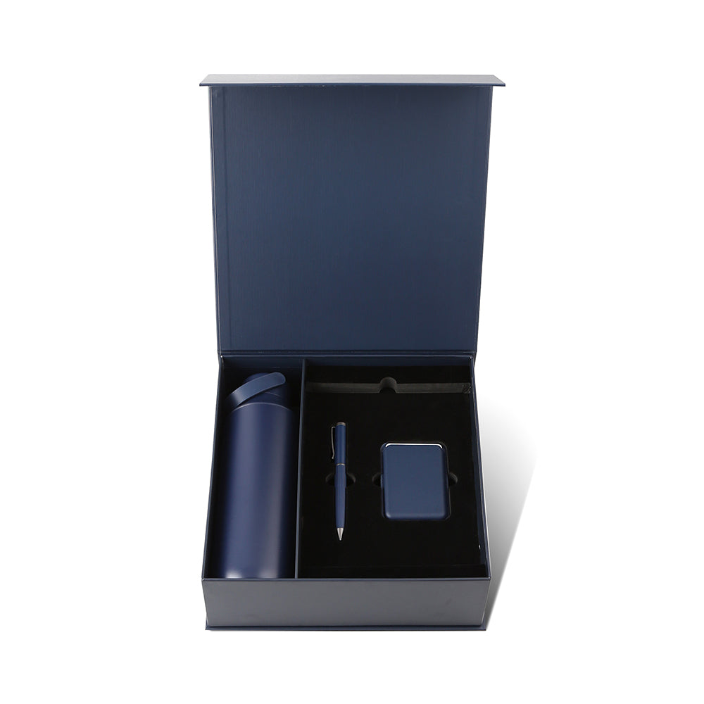 Premium Gift Set with 600ml Vacuum Bottle, PU Notebook & Metal Pen