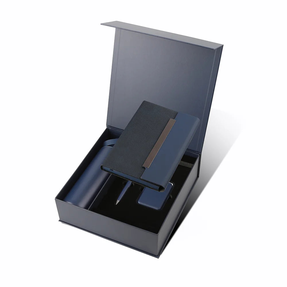 Premium Gift Set with 600ml Vacuum Bottle, PU Notebook & Metal Pen