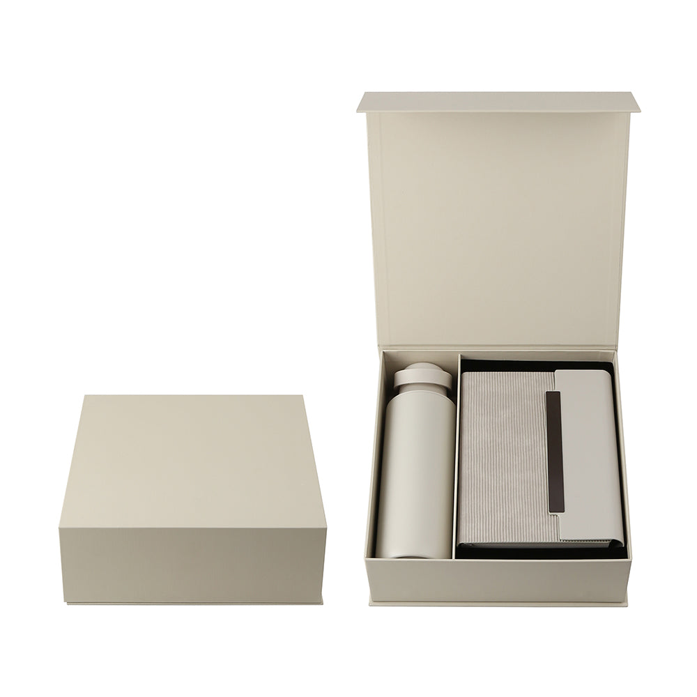 Premium Gift Set with 600ml Vacuum Bottle, PU Notebook & Metal Pen