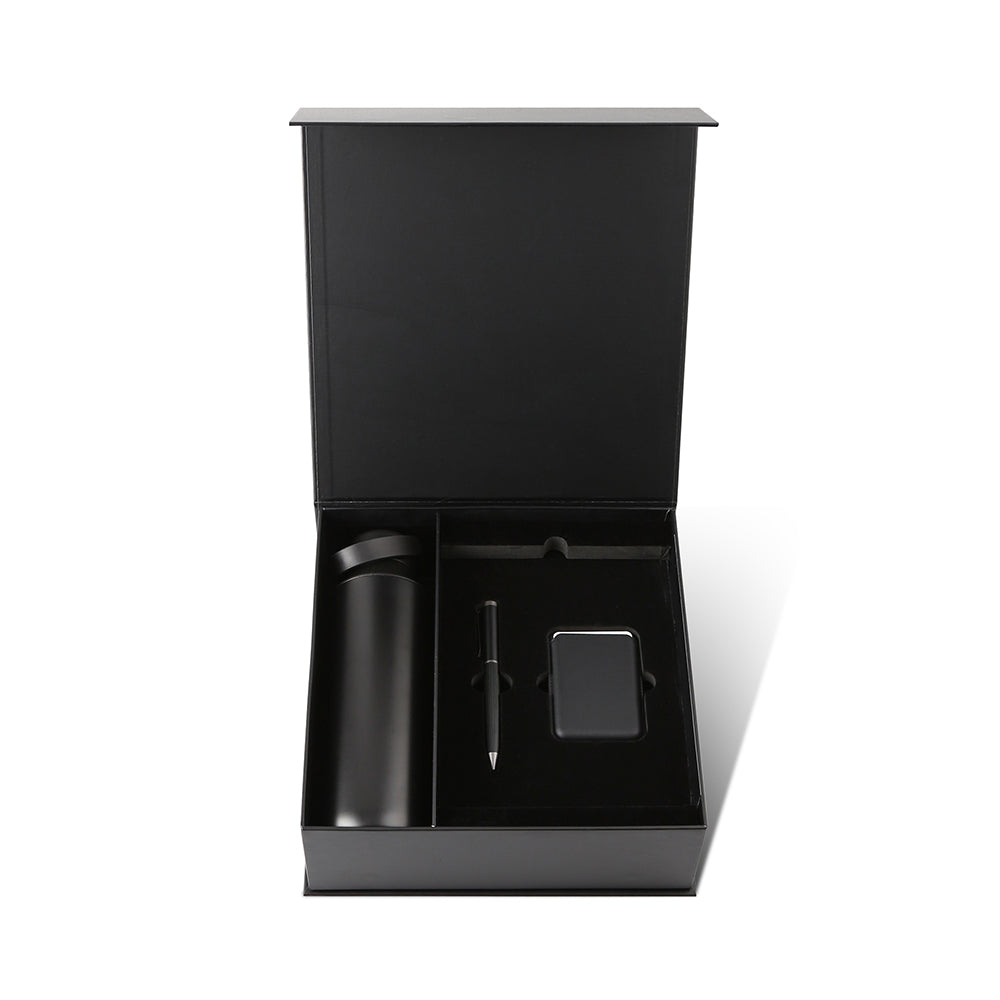 Premium Gift Set with 600ml Vacuum Bottle, PU Notebook & Metal Pen