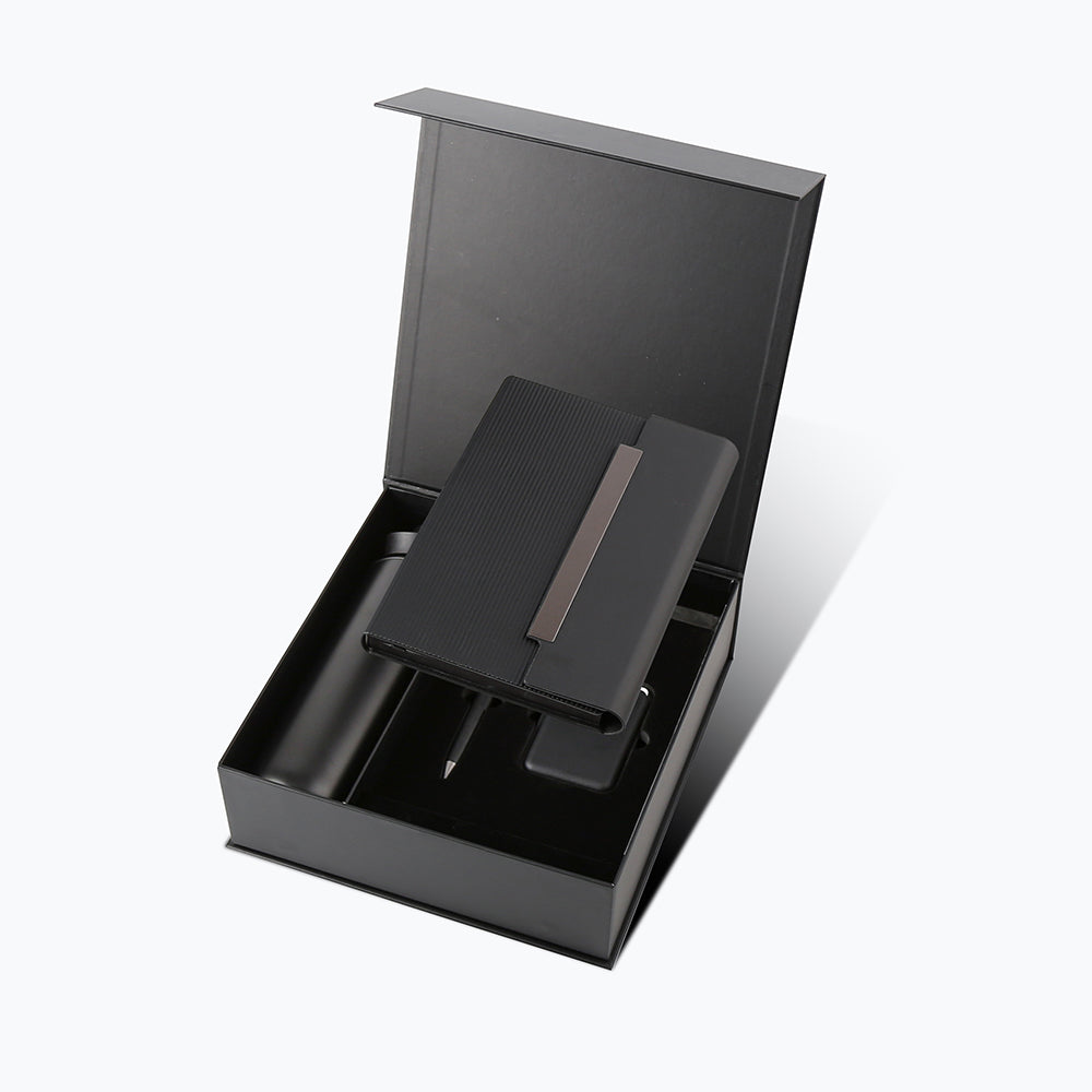 Premium Gift Set with 600ml Vacuum Bottle, PU Notebook & Metal Pen