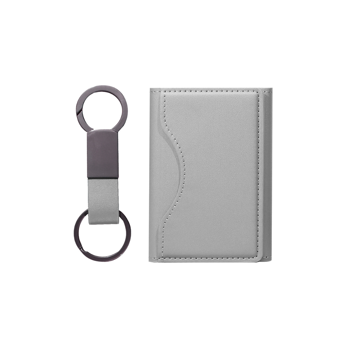 Premium MagSafe PU Leather Card Holder & Metal Keychain Bundle Set