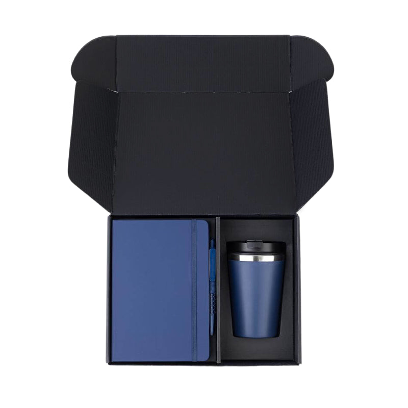 Giftology Set of Double Walled Tumbler, A5 Notebook and Pen