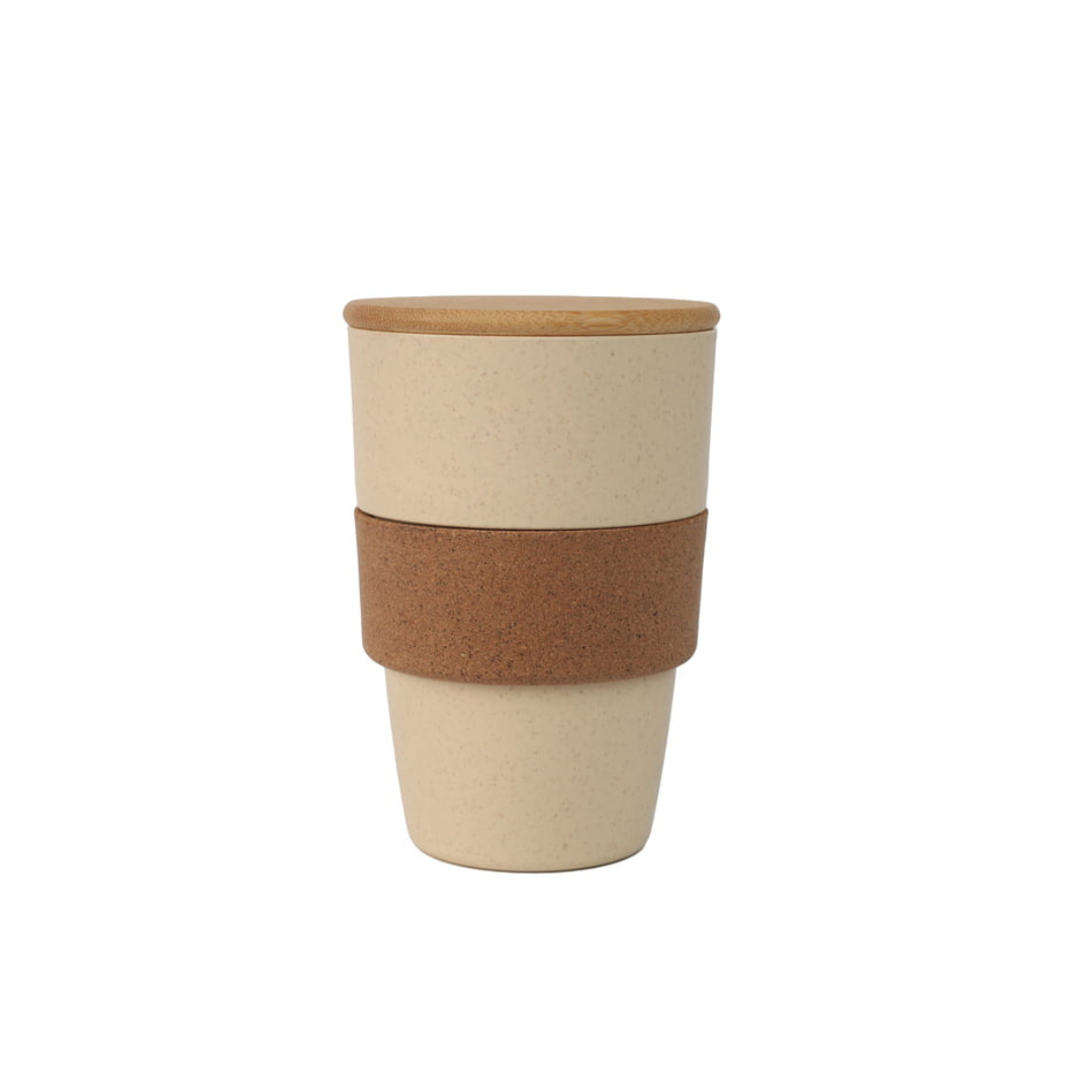 Wheat straw 450ml tumbler with natural cork grip for reusable drinkware and corporate gifts in UAE