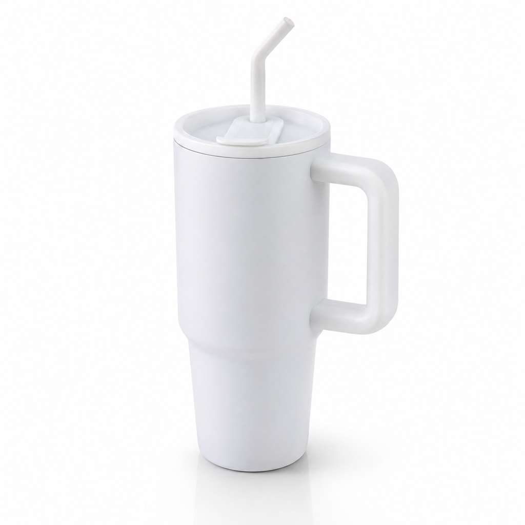 Recycled Stainless Steel Tumbler with Reusable Straw