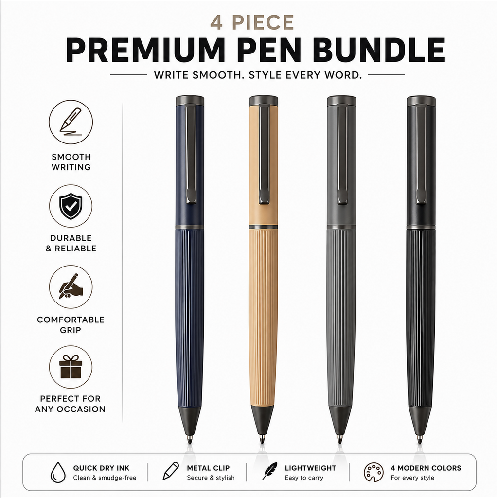 Premium SS & Copper Metal Pen Bundle (4 Pieces)