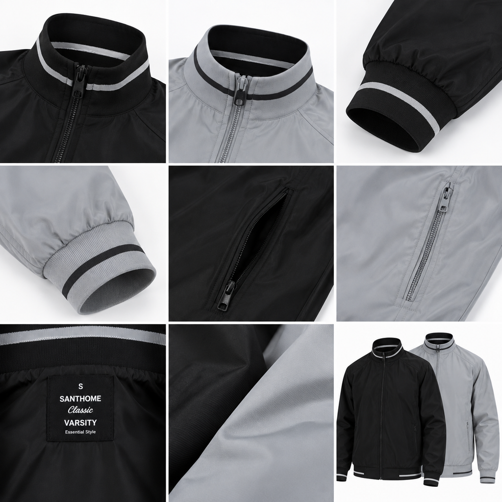 Men’s Lightweight Reversible Bomber Windbreaker Jacket