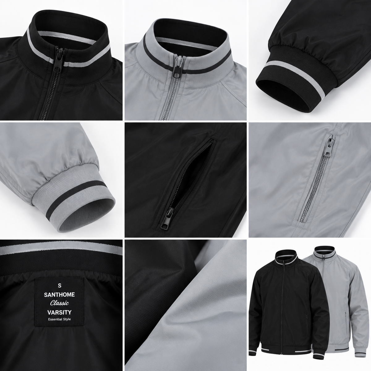 Men’s Lightweight Reversible Bomber Windbreaker Jacket