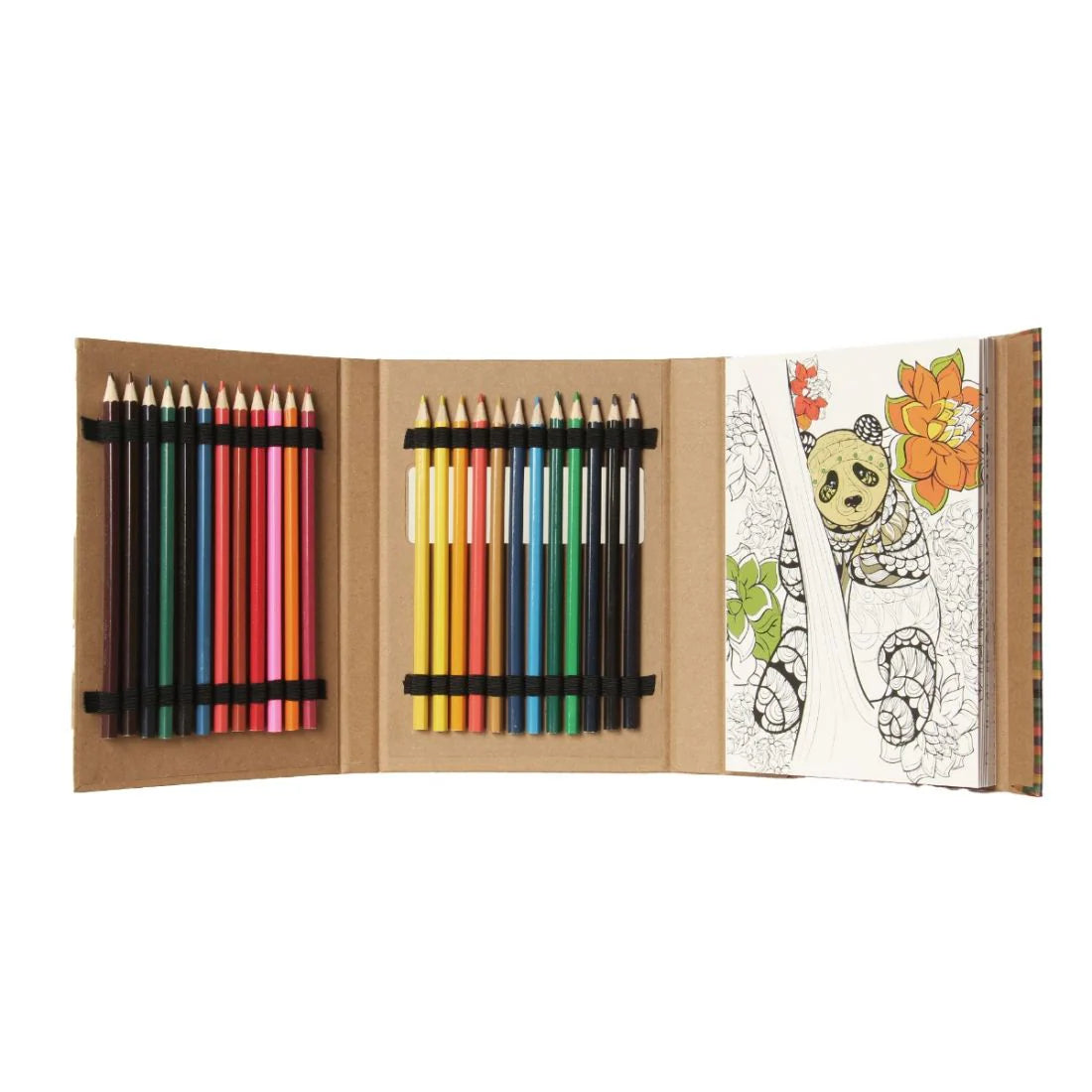 Tri-Fold Kraft Coloring Kit with 24 Pencils
