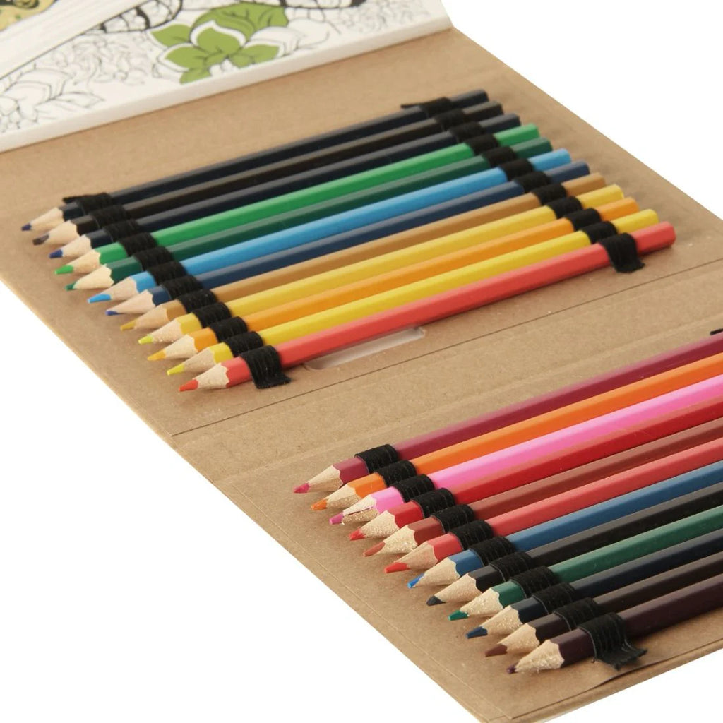 Tri-Fold Kraft Coloring Kit with 24 Pencils